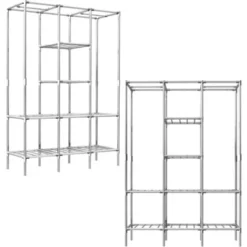 Eyepower Meuble De Rangement 178x128x44,5 Cm Avec 2 Portants Et 8 étagères Métal