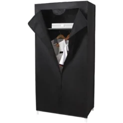 Armoires Penderie Tissu Meuble De Rangement Noir 160 Cm