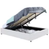 Lit Coffre Double MIAMI Avec Sommier 160 X 200 CM PVC Blanc