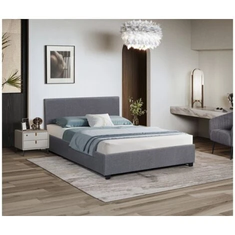 Lit Double Avec Coffre Carla - 140 X 190 - Gris – Image 2