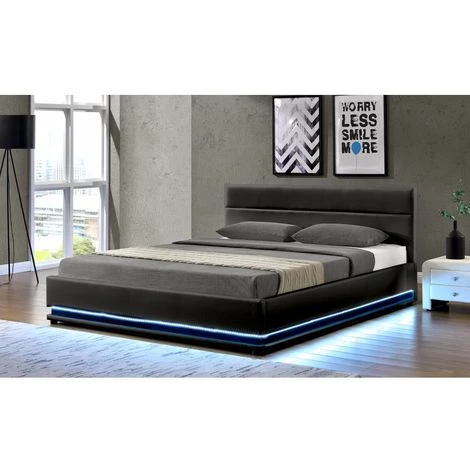 Lit LED Avec Coffre Anastasia - 140 X 190 Cm - Noir – Image 2