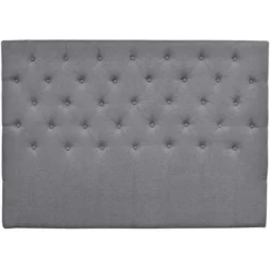 Tête De Lit Capitonnée Déco - 149 Cm - Gris - En Tissu