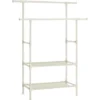 Songmics Portant à Vêtements Double Barre, Portemanteau, Penderie, Organisateur, En Métal, Avec étagère De Rangement à 2 Niveaux, Charge 80 Kg, Montage Facile, Blanc RDR02WT