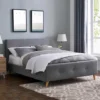 ZIKO - Lit Scandinave 160x200 Cm En Tissu Gris