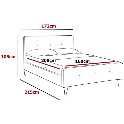 ZIKO - Lit Scandinave 160x200 Cm En Tissu Gris – Image 5