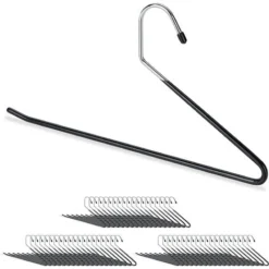 Relaxdays 60 X Cintres à Pantalons Revêtement Pvc Antidérapant En Métal 35 Cm, Noir