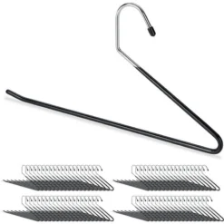 Relaxdays 80 X Cintres à Pantalons Revêtement Pvc Antidérapant En Métal 35 Cm, Noir
