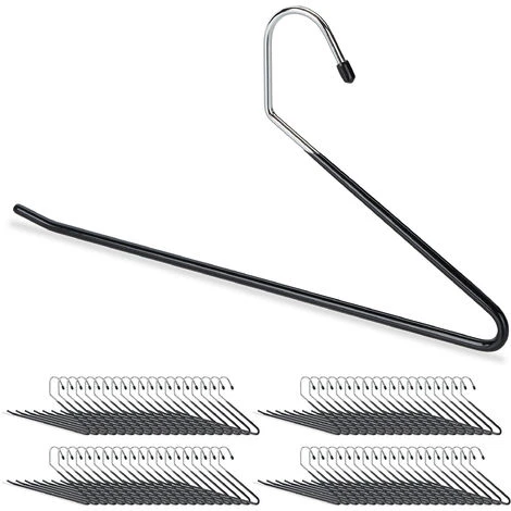Relaxdays 80 X Cintres à Pantalons Revêtement Pvc Antidérapant En Métal 35 Cm, Noir