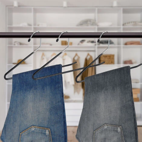 Relaxdays 80 X Cintres à Pantalons Revêtement Pvc Antidérapant En Métal 35 Cm, Noir – Image 2