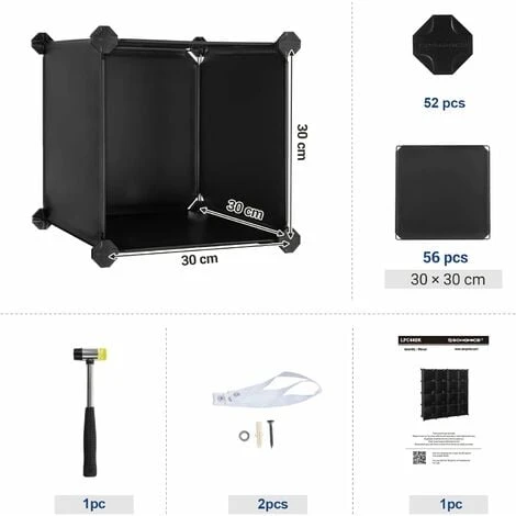 Songmics Meuble De Rangement à 15 Cubes, Organisateur Modulable, Étagère En Plastique PP, Séparateur De Placard, Rangement Chaussures, Pour Chambre, Bureau, Noir LPC44BK – Image 4