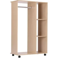 HOMCOM Armoire Penderie Armoire De Rangement Mobile Panneaux De Particules Coloris Chêne Clair