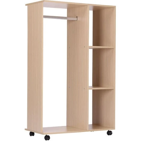 HOMCOM Armoire Penderie Armoire De Rangement Mobile Panneaux De Particules Coloris Chêne Clair