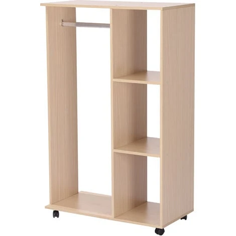 HOMCOM Armoire Penderie Armoire De Rangement Mobile Panneaux De Particules Coloris Chêne Clair – Image 5