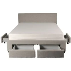 Lit LUGANO 140x190 + 1 Sommier + 4 Tiroirs / Gris Clair/ 202x150x85