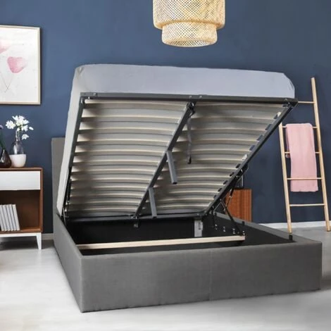Lit Coffre PARMA 160x200 + 1 Sommier / Gris Foncé/ 211x169x99 Cm