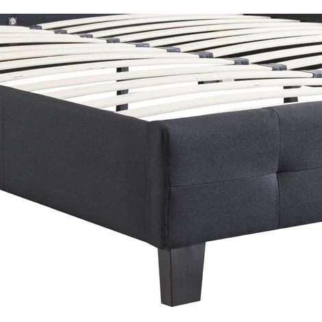 Lit Double Futon CORSE Lit Adulte Avec Sommier Queen Size 160 X 200 Cm Couchage 2 Places / 2 Personnes, Revêtement En Tissu Noir – Image 4