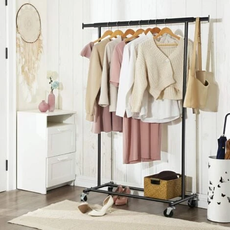 Songmics Portant à Vêtements Avec Roulettes, Tringle Extensible Pour Charge Lourde, Porte-manteau, Rangement Vêtement, Capacité De Charge 90 Kg - Noir – Image 2