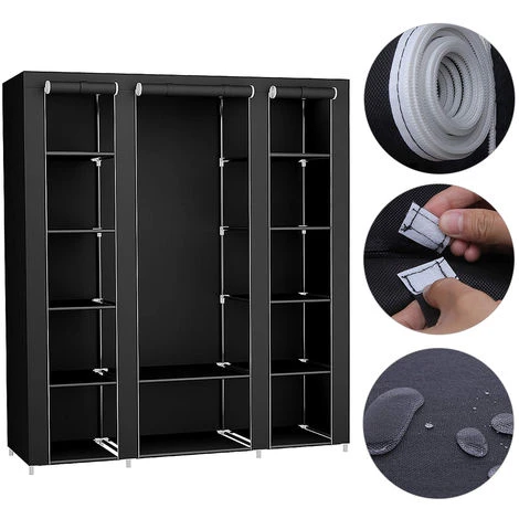 BATHRINS®Penderie En Tissus 45 X 150 X175 Cm Noir – Image 3