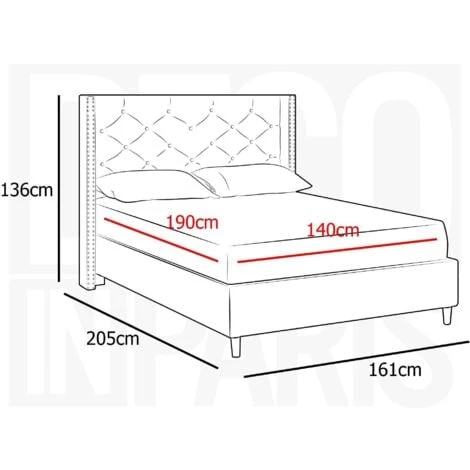 Lit Double En Tissu Capitonné Beige MARGOT 140x190 Cm – Image 3