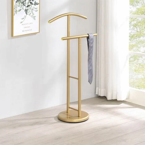 Valet De Chambre LAURENZ Valet De Nuit Porte Vêtements Support Vestes En Métal Laqué Doré – Image 2