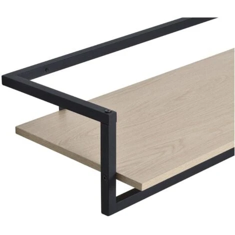 Penderie étagère Murale Bois Et Métal Noir L90 Cm ETAN – Image 4