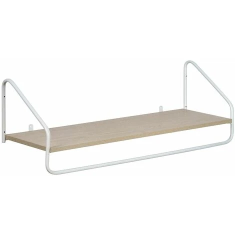 Penderie étagère Murale Bois Et Métal Blanc L90 Cm NELO – Image 2
