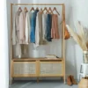 Portant Vêtements Bois Et Cannage De Rotin L110 X H165 Cm ARKA