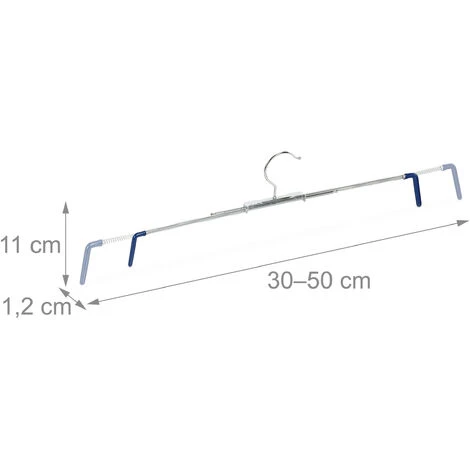 Relaxdays Cintres Pantalons, Lot De 10, Antidérapants, Pour Jupes, Tendeurs En Spirale, Largeur 30-50 Cm, Argenté/bleu – Image 4