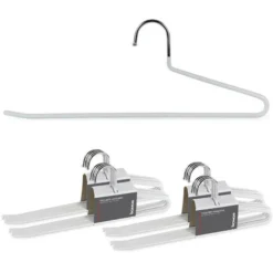 Bomoe Cintre Metal Lot De 20 Cintres Kian Cintres Pantalon Cintre Pantalon Anti-glisse Cintres Costume Avec Barre De Pantalon Anti-glisse Et Design Ouvert Pour Un Accrochement Facile Blanc