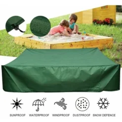 Kueatily Bache Bac à Sable Housse Protection étanche UV Protection Pour Bac à Oxford Avec Cordon De Serrage-Vert（120x120 Cm）