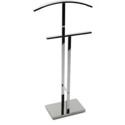 Versa Lund Valet De Nuit Multifonctionnel Avec 2 Perchoirs Penderie Pour Vêtements Homme Ou Femme Valet De Chambre, Dimensions (H X L X L) 100 X 20 X 52 Cm, Acier, Couleur Argenté