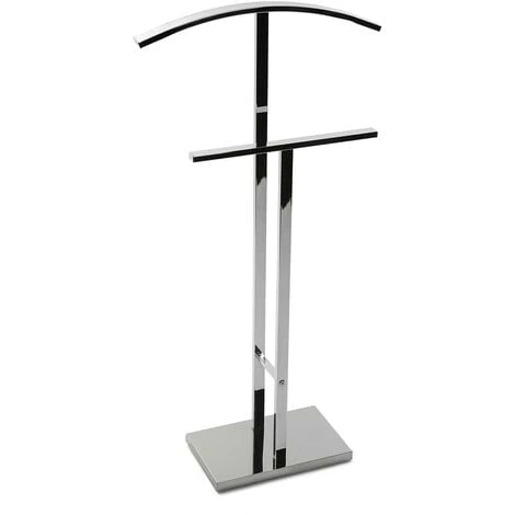 Versa Lund Valet De Nuit Multifonctionnel Avec 2 Perchoirs Penderie Pour Vêtements Homme Ou Femme Valet De Chambre, Dimensions (H X L X L) 100 X 20 X 52 Cm, Acier, Couleur Argenté
