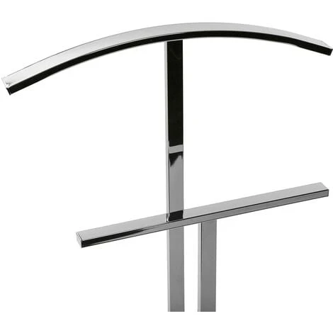 Versa Lund Valet De Nuit Multifonctionnel Avec 2 Perchoirs Penderie Pour Vêtements Homme Ou Femme Valet De Chambre, Dimensions (H X L X L) 100 X 20 X 52 Cm, Acier, Couleur Argenté – Image 4