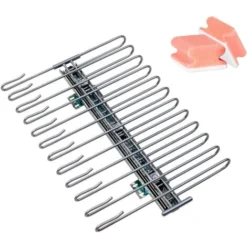 WENKO Porte Pantalon Coulissant, 12 Pantalons, Acier, 33x10x47 Cm, Chromé, Lot De 2 éponges Offertes