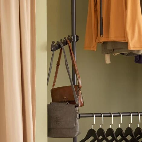 SoBuy FRG109-SCH Télescopique Garde-Robe Système Herkule, 2 Barres Portant De Vêtement Largeur (77-112cm) X Hauteur (103-278cm) (Noir) – Image 4