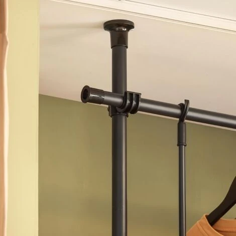SoBuy FRG109-SCH Télescopique Garde-Robe Système Herkule, 2 Barres Portant De Vêtement Largeur (77-112cm) X Hauteur (103-278cm) (Noir) – Image 5