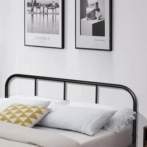 Lit Double En Métal Design Cadre De Lit 140x190cm-Noir – Image 2