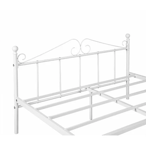 Lit Adulte Contemporain En Métal-Double 2 Place Cadre De Structure Métallique élégant 140 X 190 Cm-Blanc – Image 2