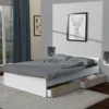 Lit KAPPA 140x190 Cm + 2 Tiroirs / Blanc & Chêne Blanchi/ 195x145x59 Cm