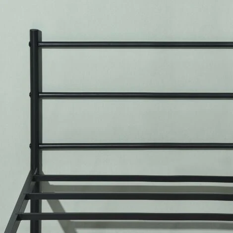 Lit Simple Pour Adulte 90x190cm Contemporain En Métal-Simple 1 Place Cadre De Structure Métallique élégant -Noir – Image 3