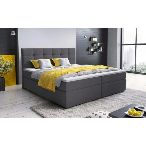 Lit Boxspring Rovinka 160cm Tissu Gris – Image 2