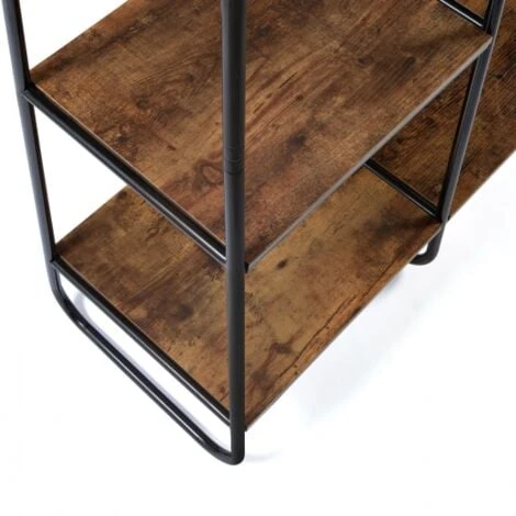 Dressing PAOLO Penderie Et étagère Bois Vieilli Et Métal – Image 3