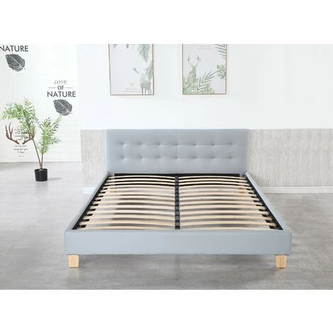 Frederic - Solide Et Confortable Lit Avec Sommier + Tête De Lit Capitonnee Couleur GRIS + Pieds En 10 Cm Pour Matelas En 90x190 - 13 Lattes - Revetement PVC Simili Facile D'entretien - Montage Rapide – Image 5
