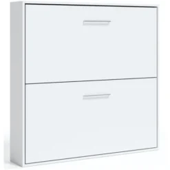 Lit Escamotable Superposé Blanc Satiné 2 Couchages 80x190 Cm Spaky