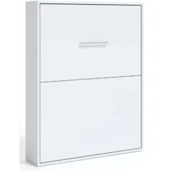 Lit Escamotable Vertical 140x190 Cm Blanc Satiné Banila