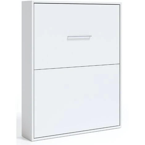 Lit Escamotable Vertical 140x190 Cm Blanc Satiné Banila