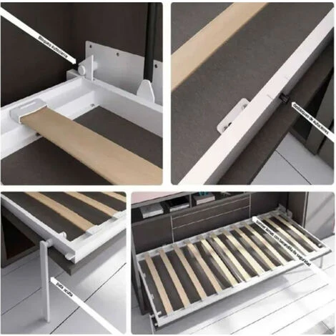 Lit Escamotable Vertical 140x190 Cm ChĂȘne Clair Banila â Image 5