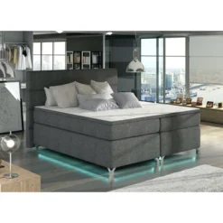Lit Boxspring 160x200 Cm Tissu Anthracite Mador