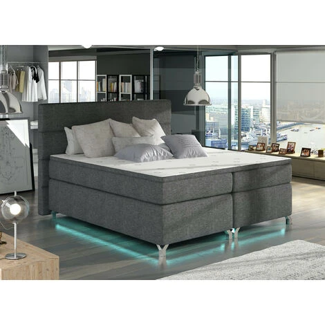 Lit Boxspring 160x200 Cm Tissu Anthracite Mador