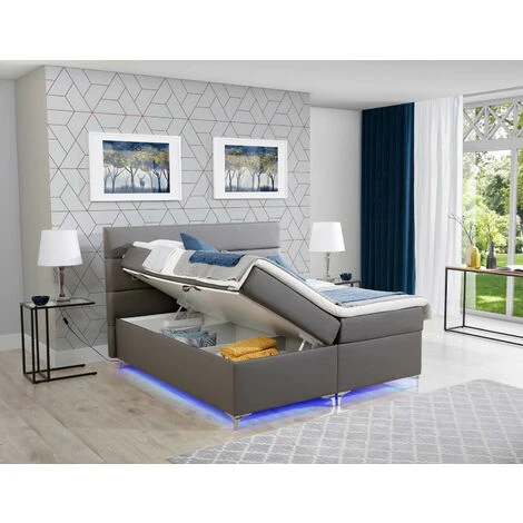 Lit Boxspring 160x200 Cm Tissu Anthracite Mador – Image 2